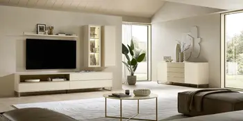 Wohnwand mit TV und Vitrine